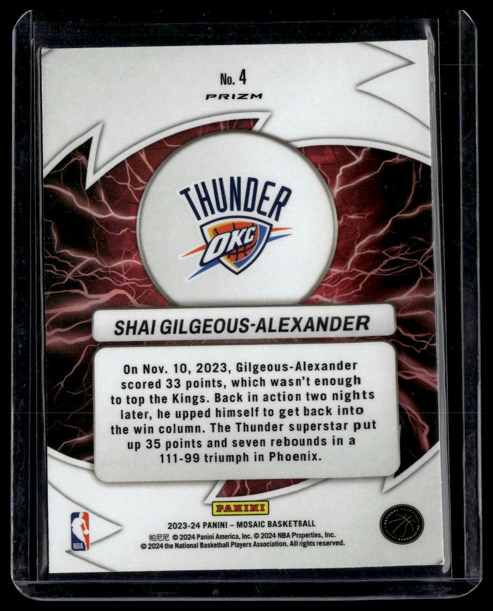2023-24 Panini Mosaic #4 Shai Gilgeous-Alexander Thunder Road Mosaic