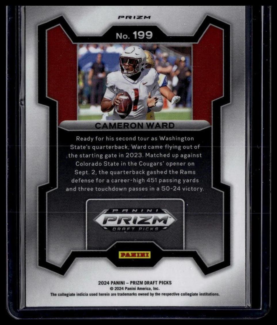 2024 Panini Prizm Draft Picks #199 Cameron Ward Red Ice