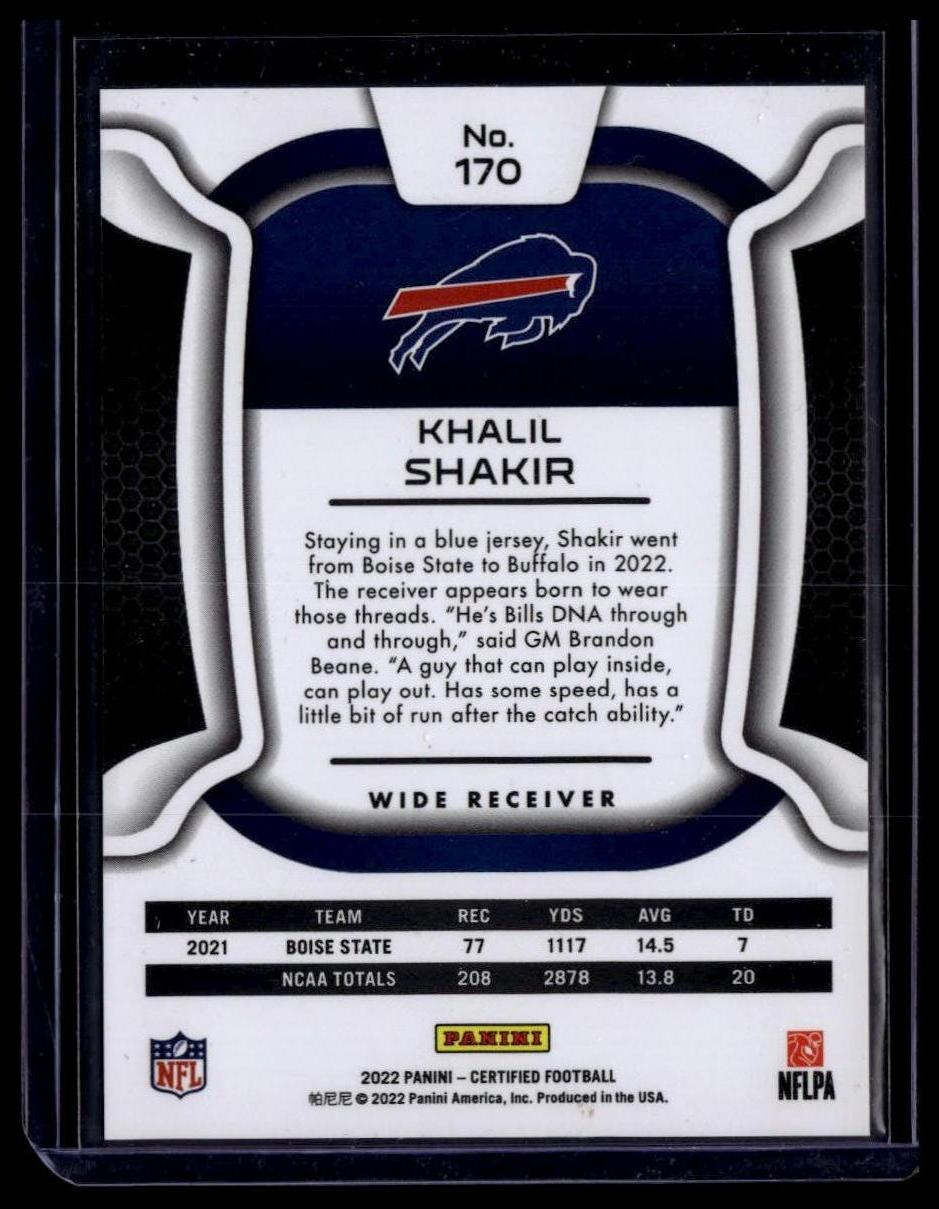 2022 Panini Certified #170 Khalil Shakir Mirror #/325