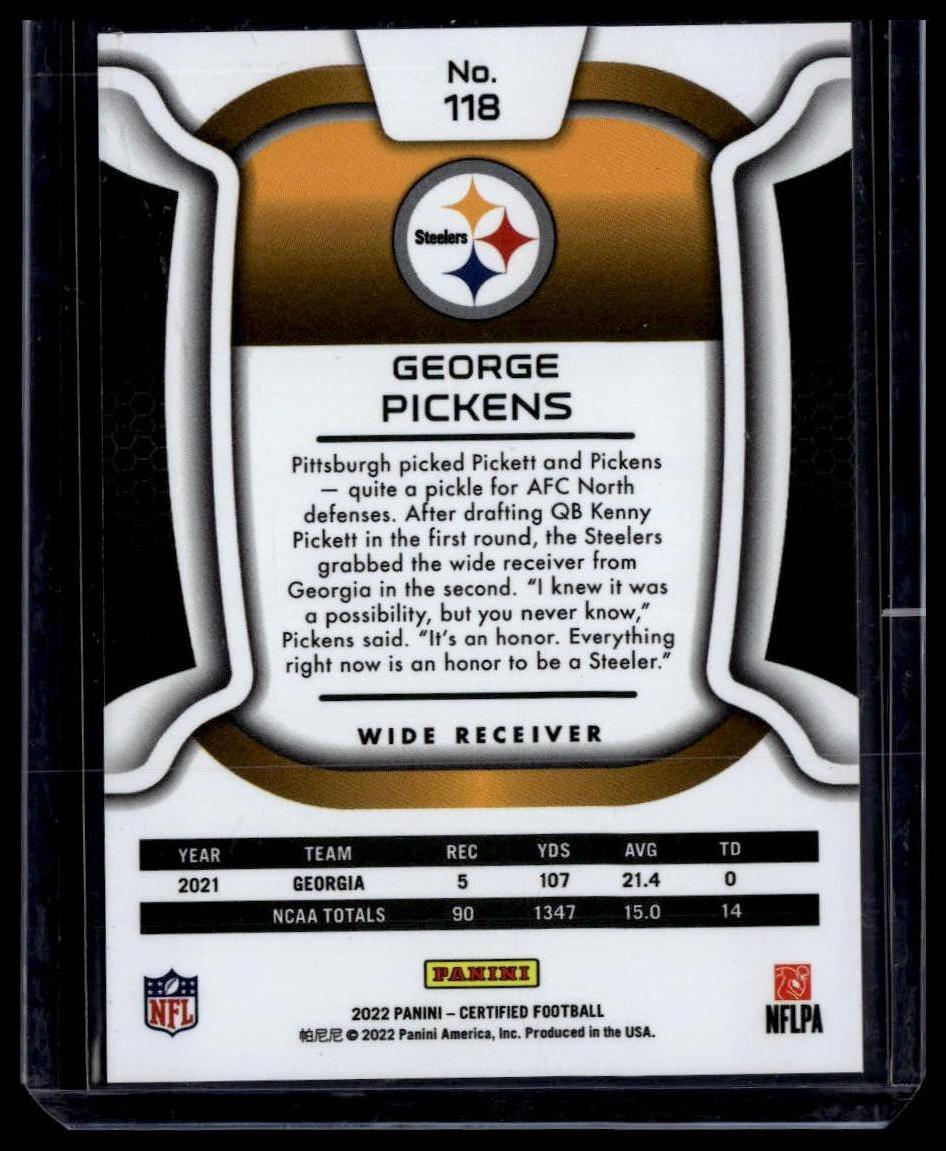2022 Panini Certified #118 George Pickens Mirror Bronze #/275