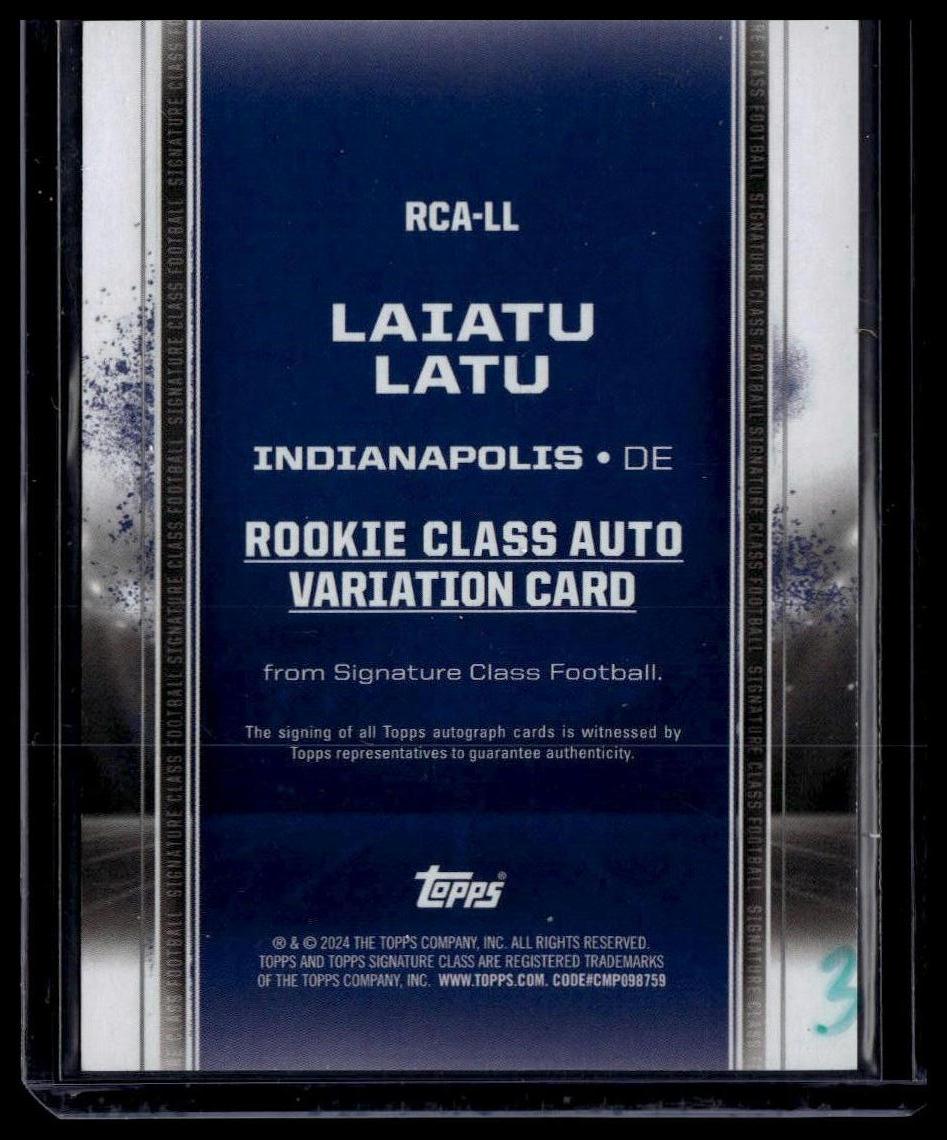 2024 Topps Signature Class Laiatu Latu Rookie Class Auto Variation Teal #/225