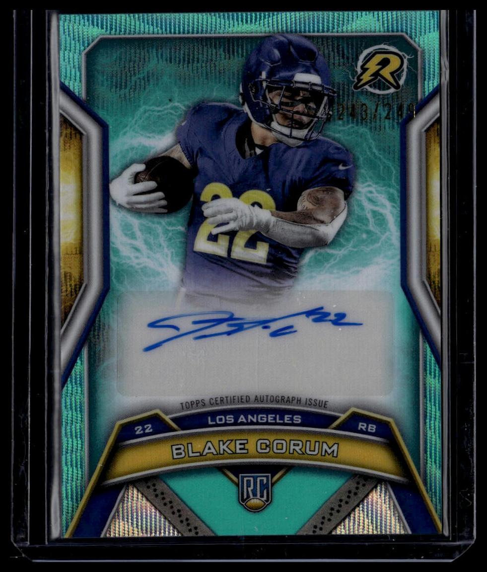 2024 Topps Resurgence Blake Corum Resurgence Rookie Signatures Aqua Surge #/249