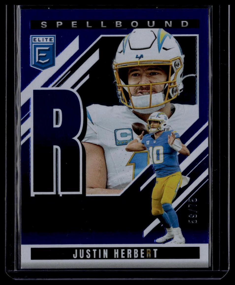 2025 Donruss Elite #39 Justin Herbert Spellbound Blue #/75