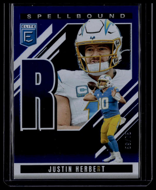 2025 Donruss Elite #39 Justin Herbert Spellbound Blue #/75