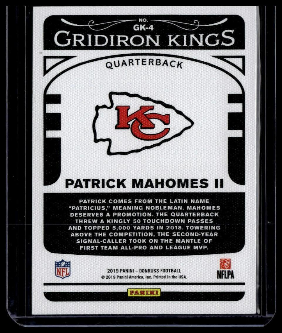 2019 Donruss #GK-4 Patrick Mahomes II Gridiron Kings