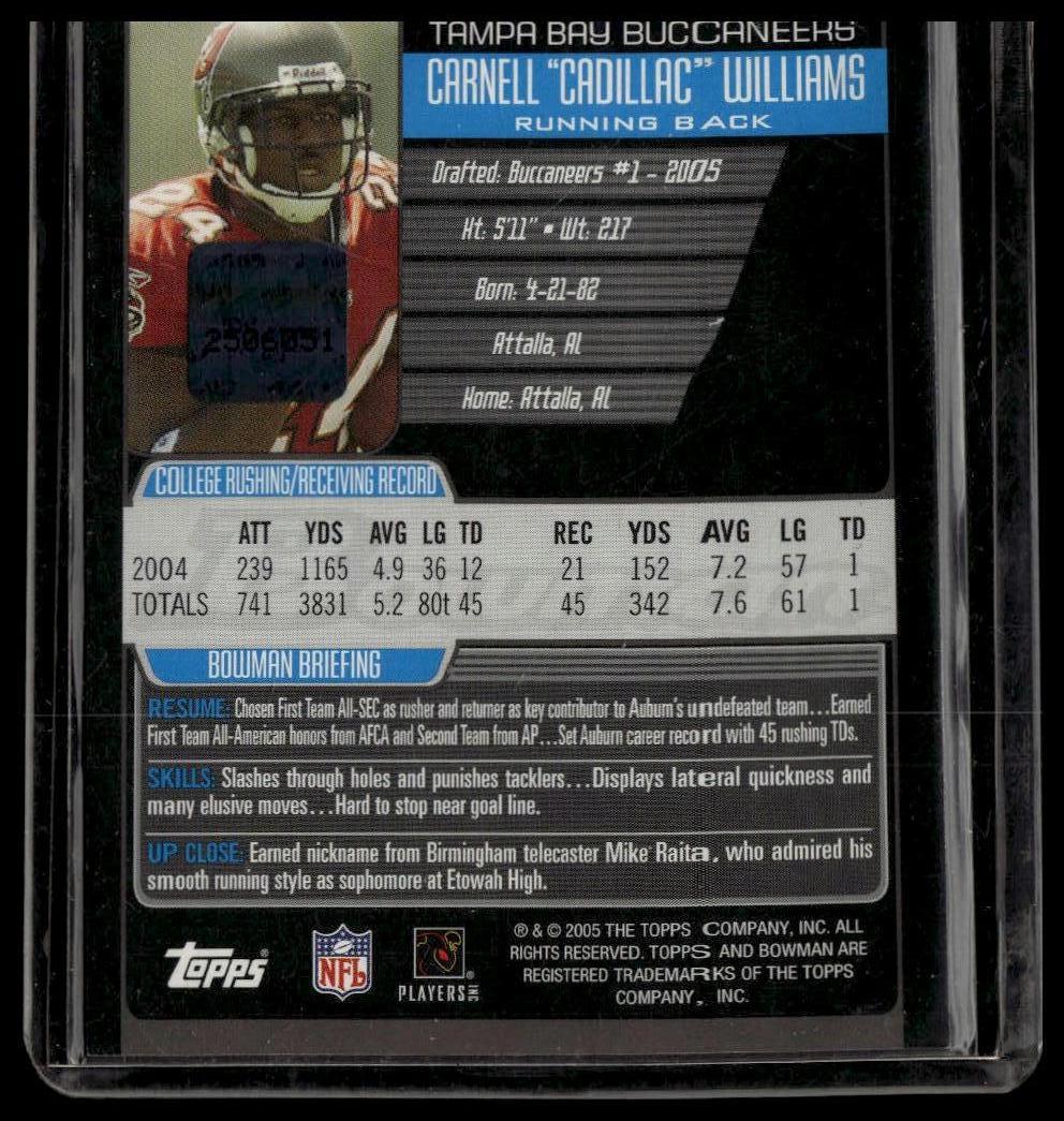 2005 Bowman #115 Cadillac Williams Rookie Autographs