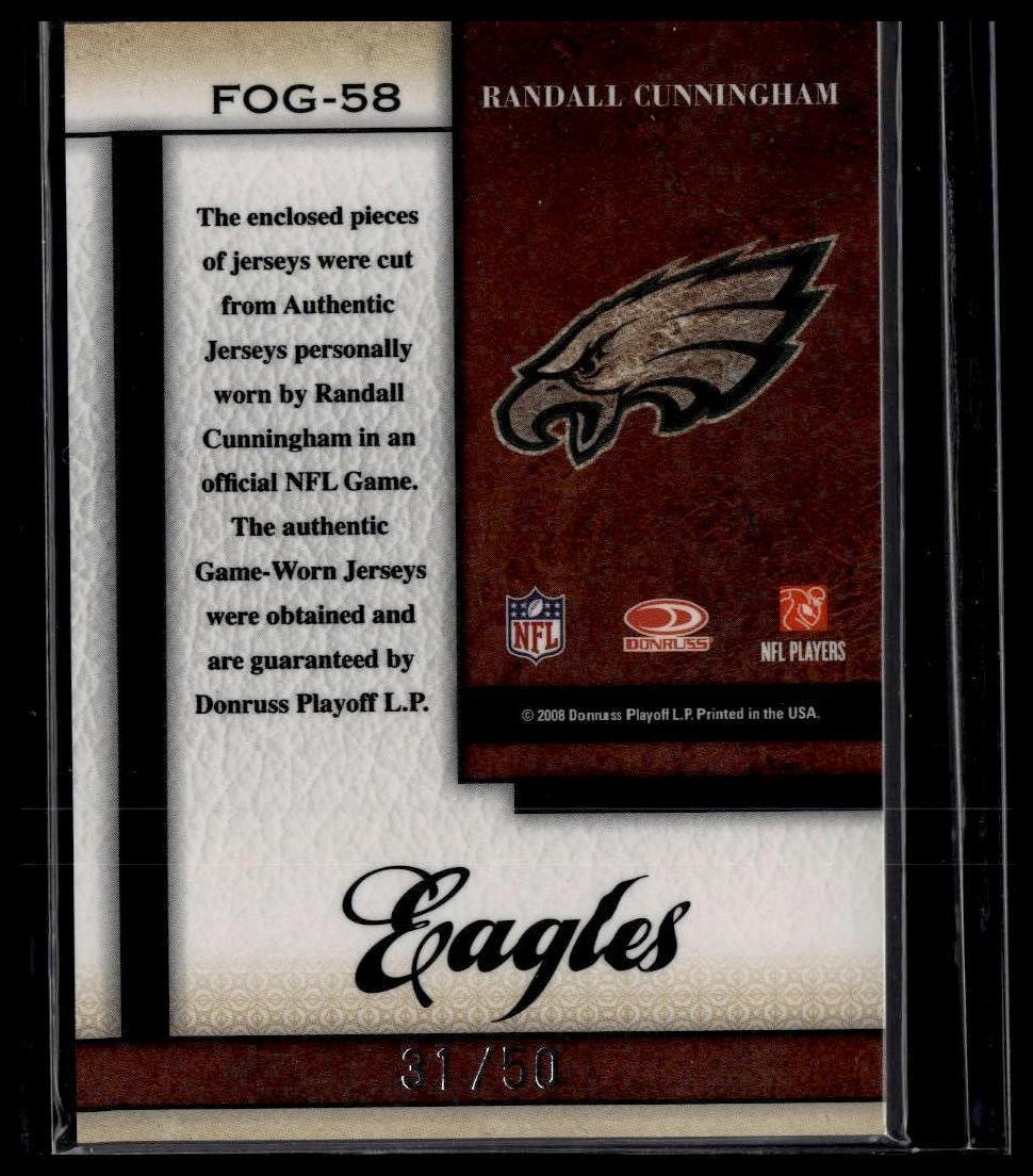 2008 Leaf Certified Materials Randall Cunningham Fabric of the Game Position /50