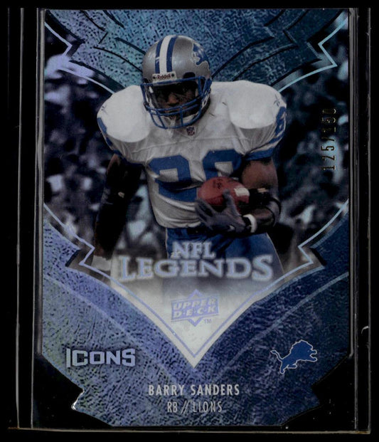 2008 Upper Deck Icons #LEG1 Barry Sanders NFL Legends Silver Die Cut #/150