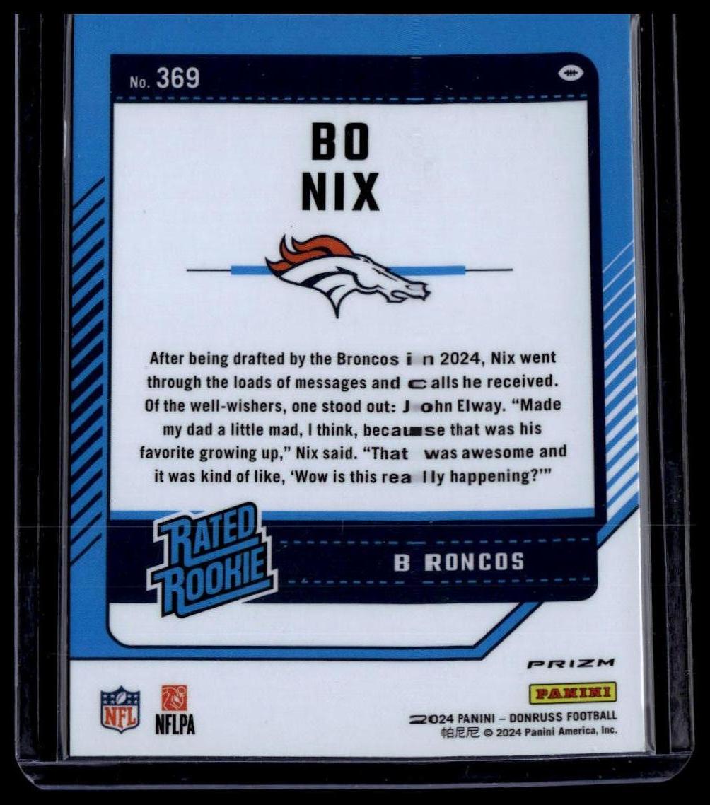2024 Donruss #369 Bo Nix Optic Rated Rookies Preview Red Wave