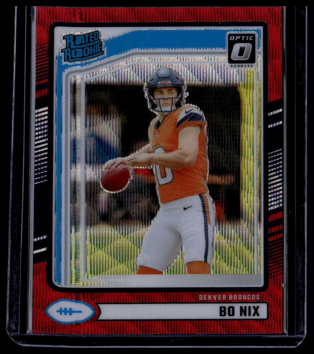 2024 Donruss #369 Bo Nix Optic Rated Rookies Preview Red Wave