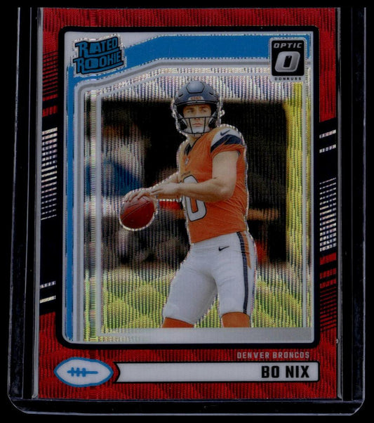 2024 Donruss #369 Bo Nix Optic Rated Rookies Preview Red Wave