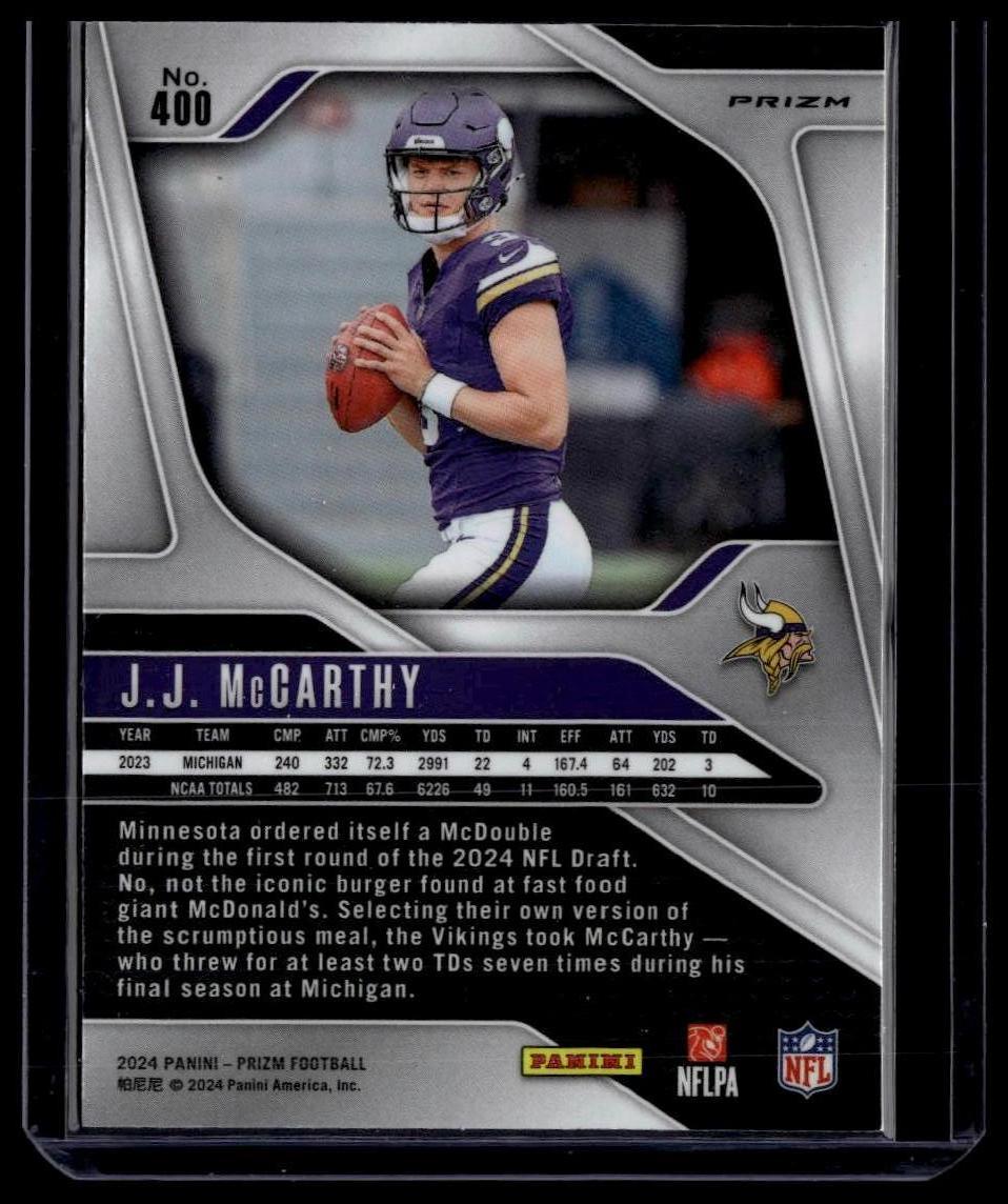 2024 Panini Prizm #400 J.J. McCarthy Red White and Blue