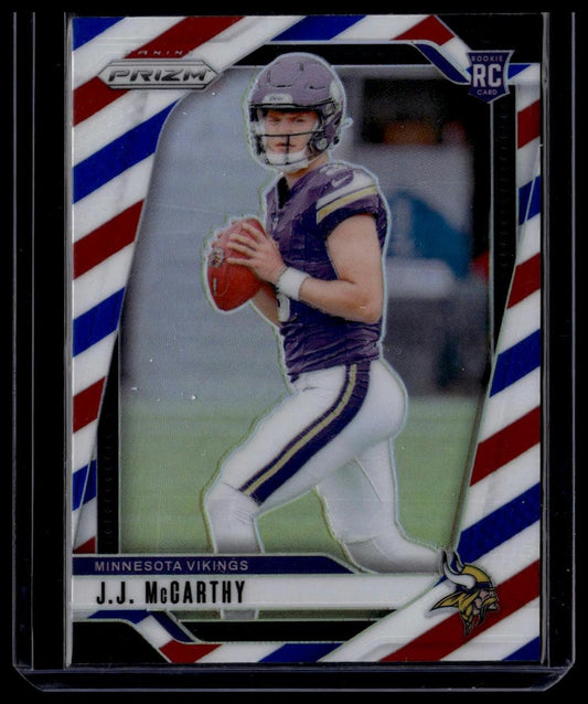 2024 Panini Prizm #400 J.J. McCarthy Red White and Blue