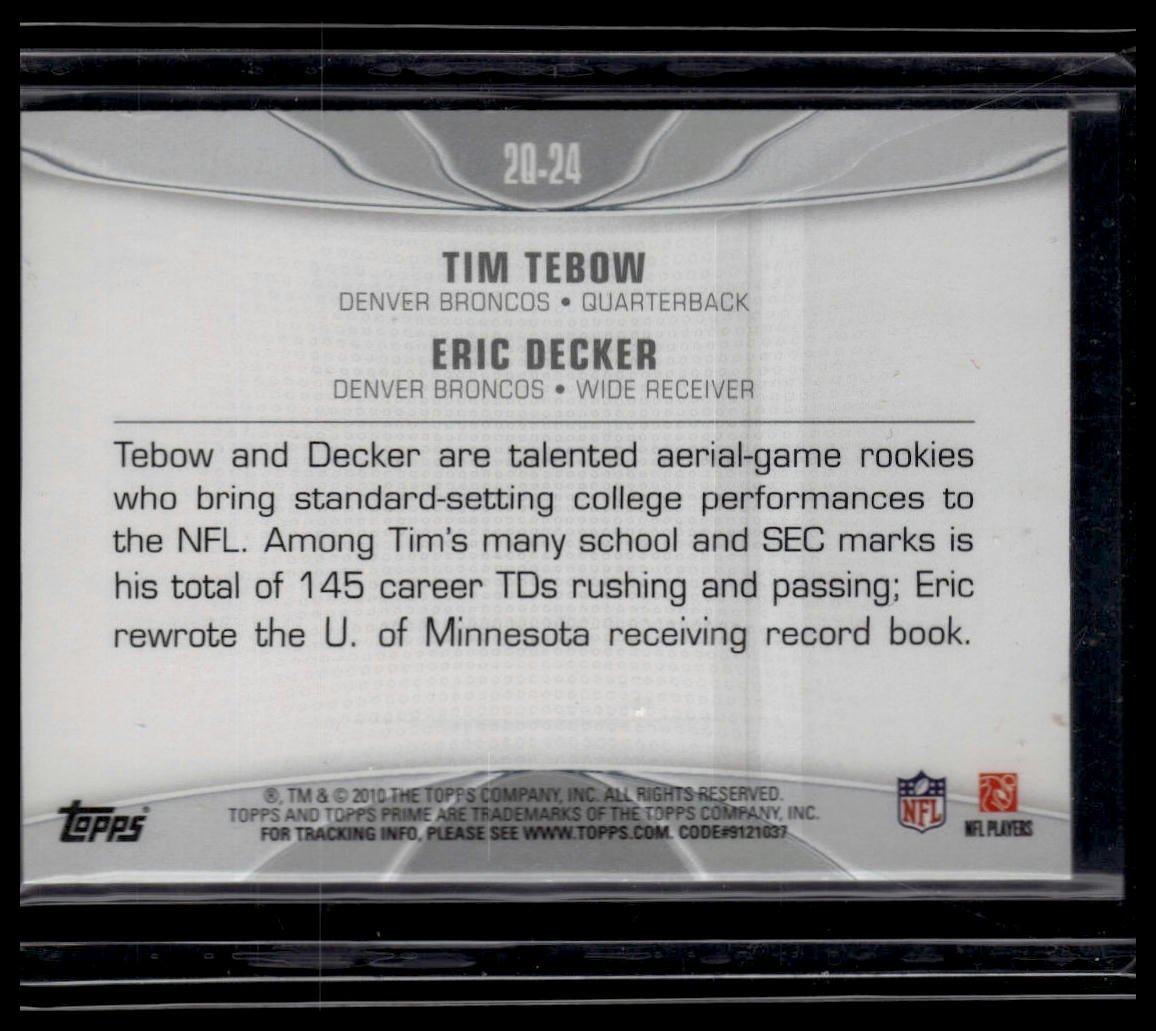 2010 Topps Prime #2Q-24 Tim Tebow / Eric Decker 2nd Quarter