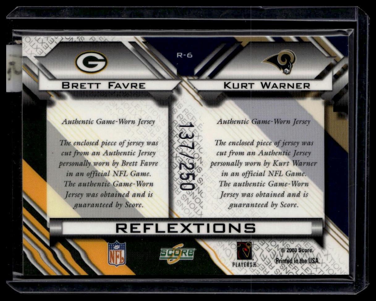 2003 Score #R-6 Brett Favre / Kurt Warner Reflextions Jerseys /250
