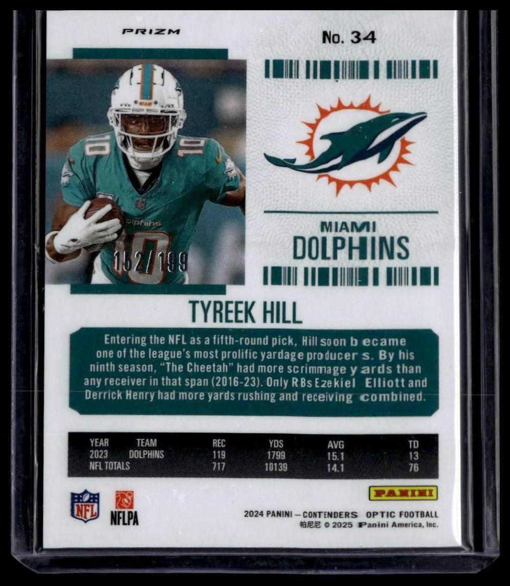 2024 Panini Contenders Optic #34 Tyreek Hill Red #/199