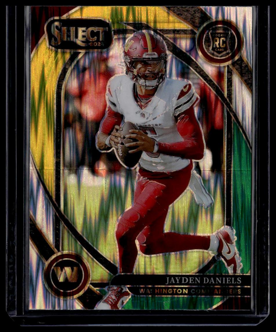 2024 Panini Select #217 Jayden Daniels Green & Yellow Prizm Shock