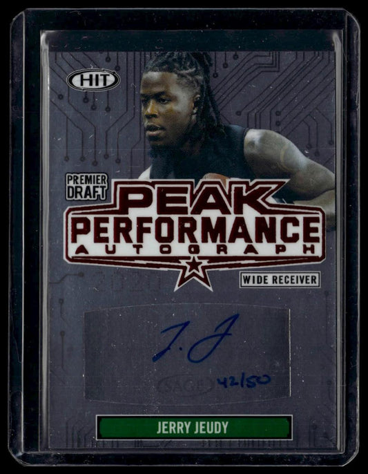 2020 SAGE HIT #PK-JJ2 Jerry Jeudy Peak Performance Autographs Red #/50