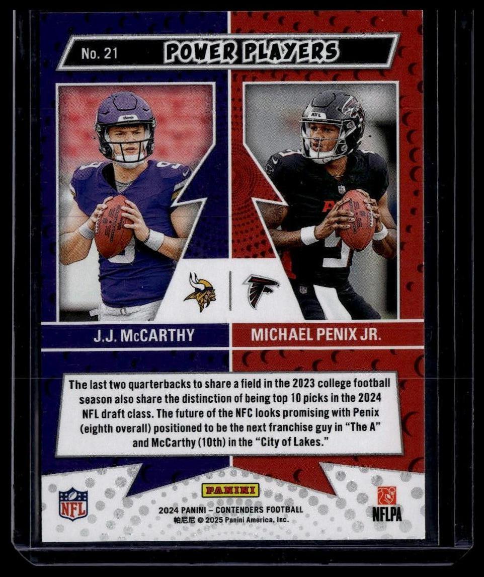 2024 Panini Contenders #21 J.J. McCarthy / Michael Penix Jr. Power Players
