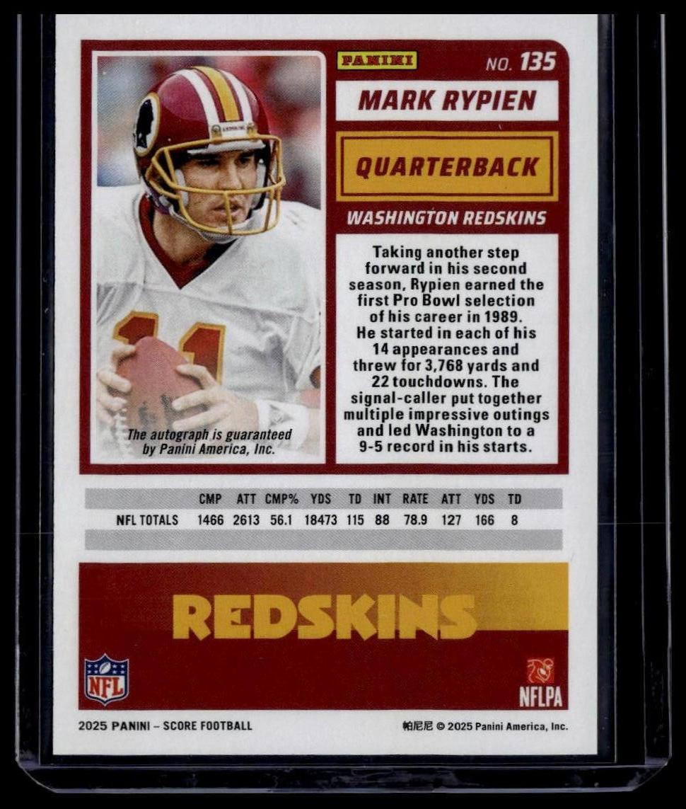 2025 Score #135 Mark Rypien Base Signatures