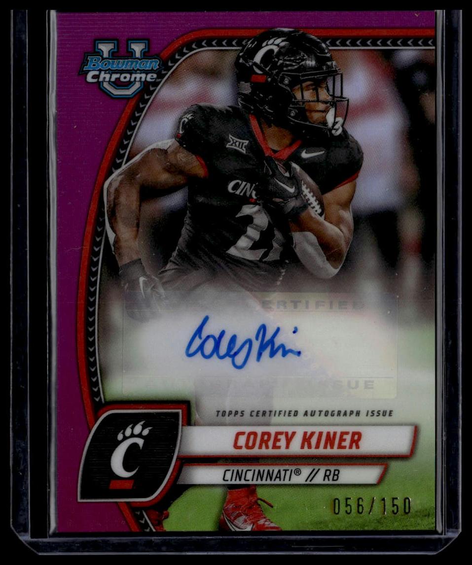 2024 Bowman University Chrome Corey Kiner Autographs Fuchsia Refractor #/150