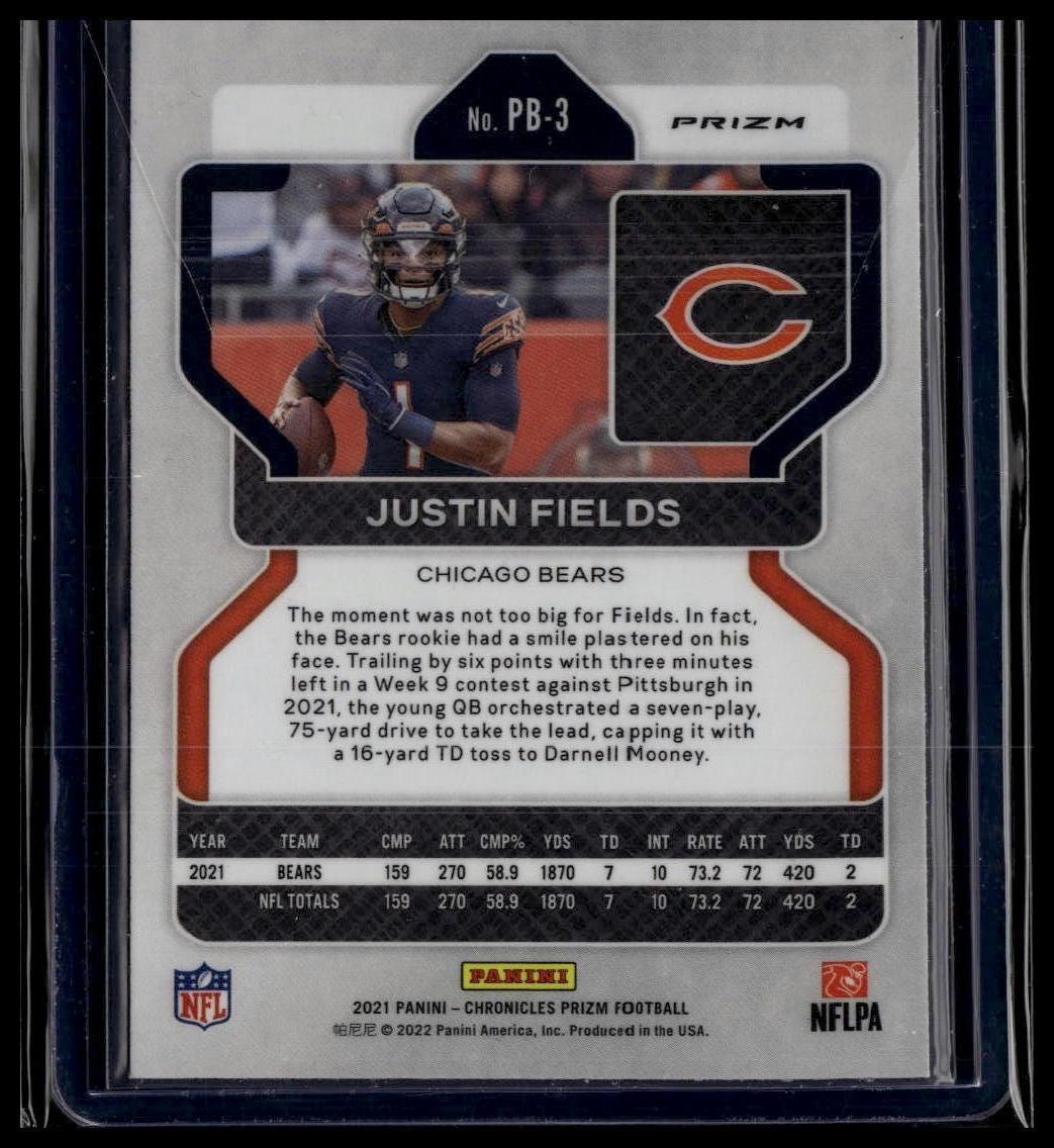 2021 Panini Chronicles #PB-3 Justin Fields Prizm Black Silver
