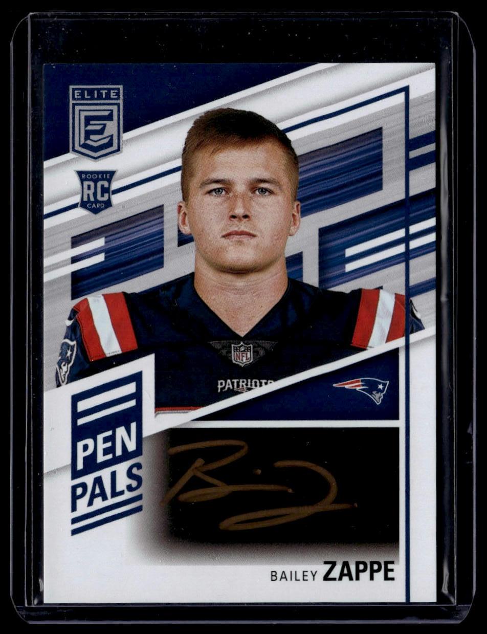 2022 Donruss Elite #PP-BZ Bailey Zappe Pen Pals Black Gold Ink
