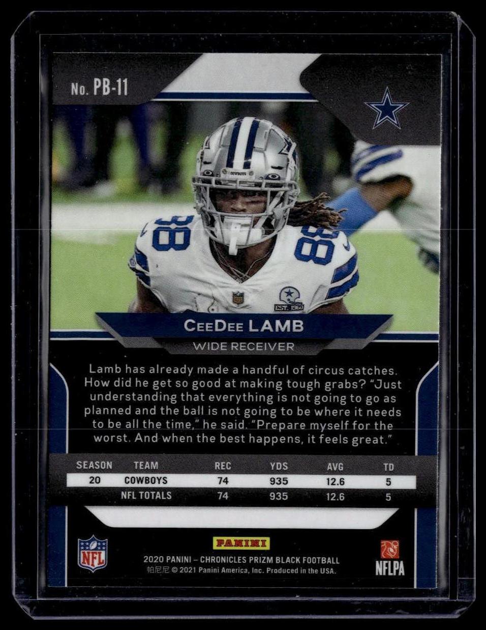 2020 Panini Chronicles #PB-11 CeeDee Lamb Prizm Black