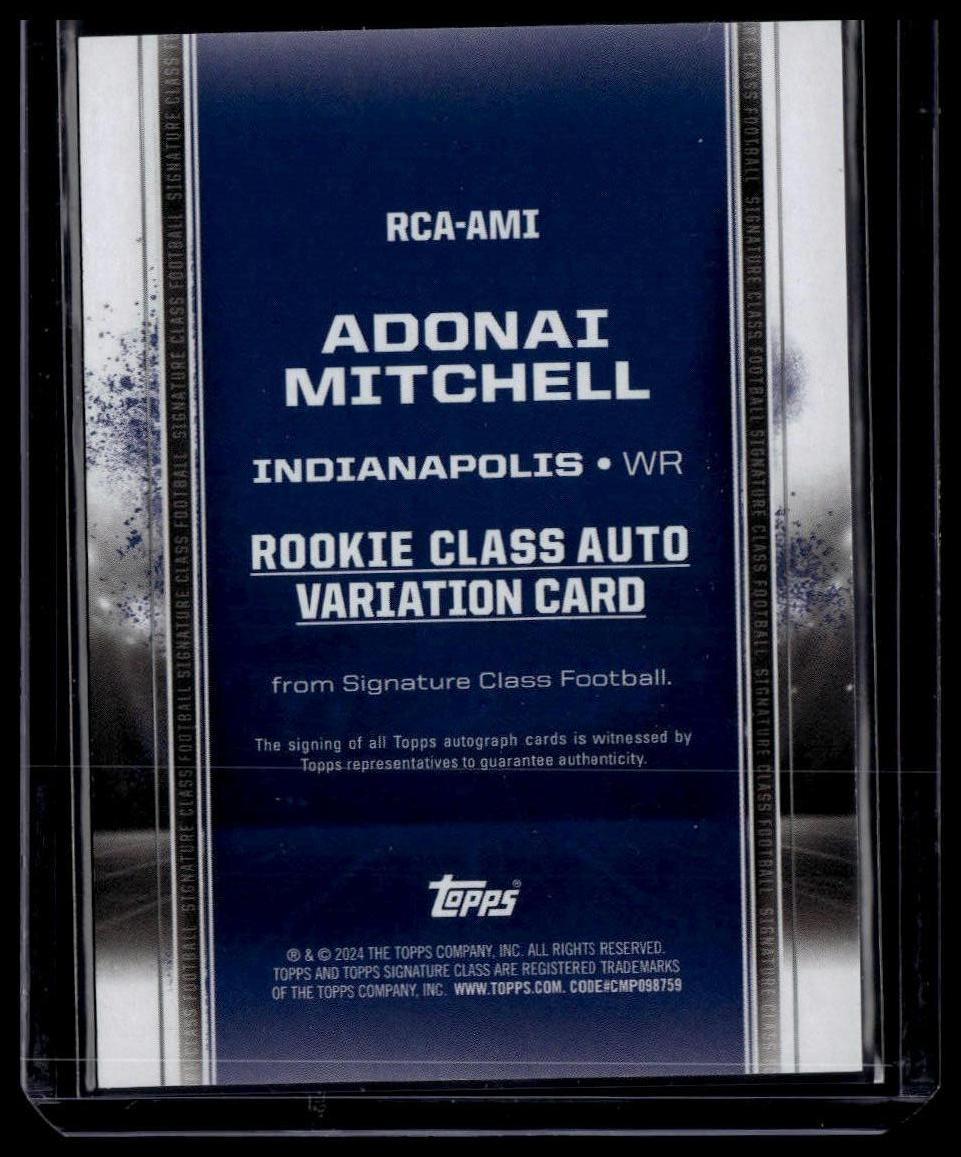 2024 Topps Signature Class #RCA-AMI Adonai Mitchell Auto Variation Orange #/50