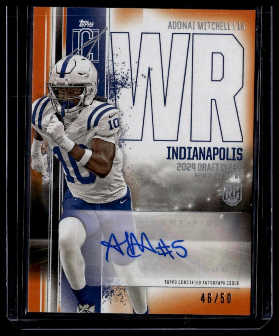 2024 Topps Signature Class #RCA-AMI Adonai Mitchell Auto Variation Orange #/50