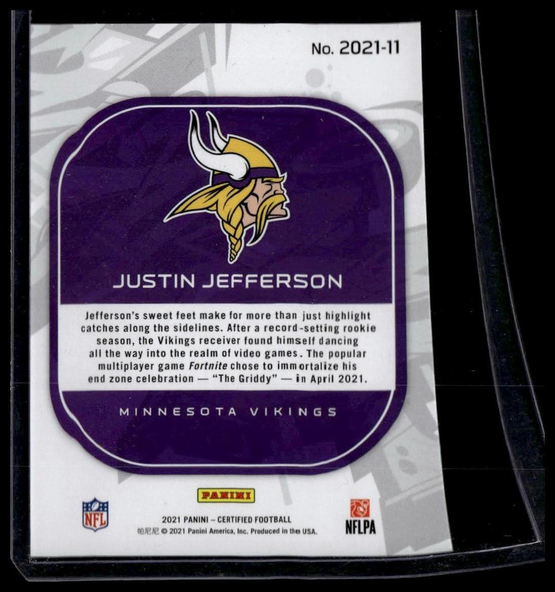 2021 Panini Certified #2021-11 Justin Jefferson 2021 Mirror Bronze #/249