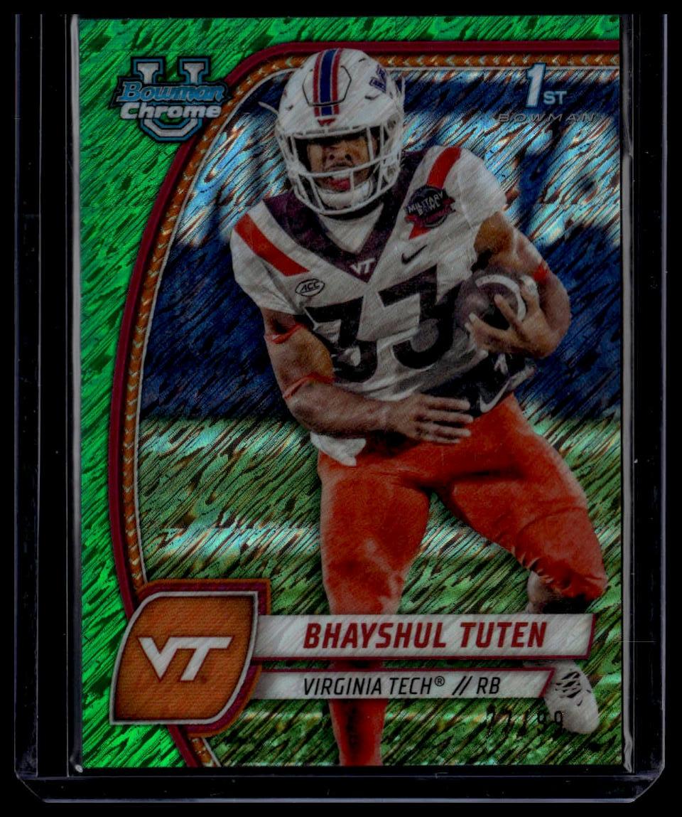 2024 Bowman University Chrome #21 Bhayshul Tuten Green Shimmer Refractor #/99