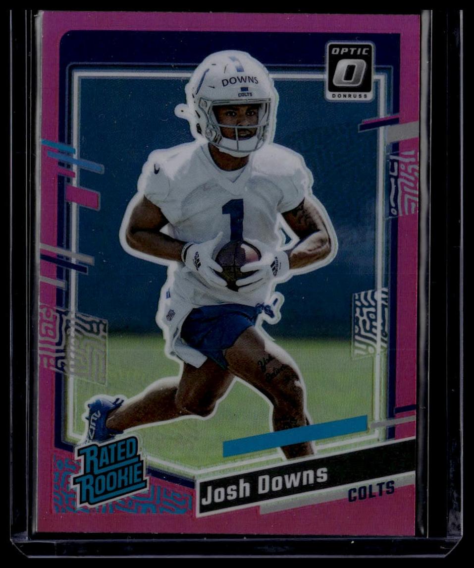 2023 Donruss #345 Josh Downs Optic Rated Rookie Preview Pink Prizm