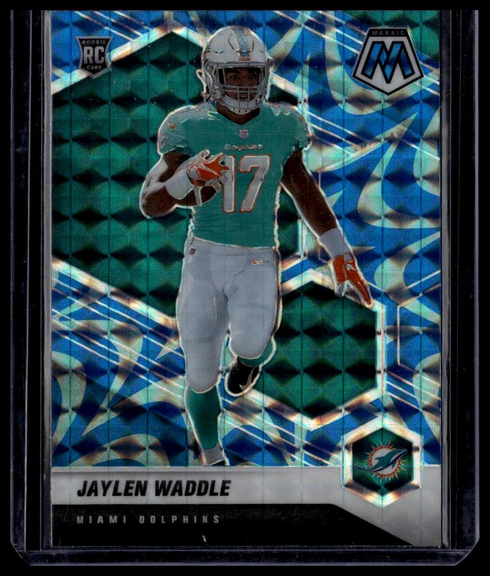 2021 Panini Mosaic #308 Jaylen Waddle Prizm Reactive Blue