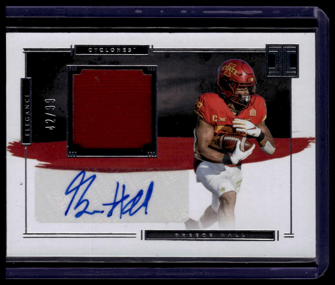 2022 Panini Chronicles DP Breece Hall Impeccable Elegance Jersey Autograph #/99