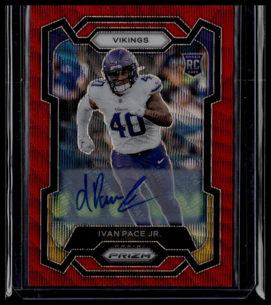 2023 Panini Prizm #366 Ivan Pace Jr. Rookie Autographs Prizm Red Wave #/149