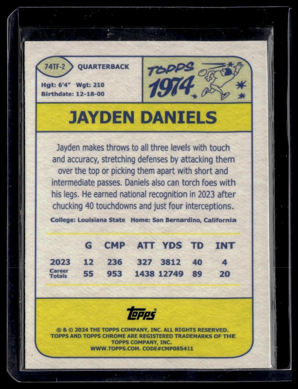 2024 Topps Chrome Jayden Daniels 1974 Topps Football X-Fractor