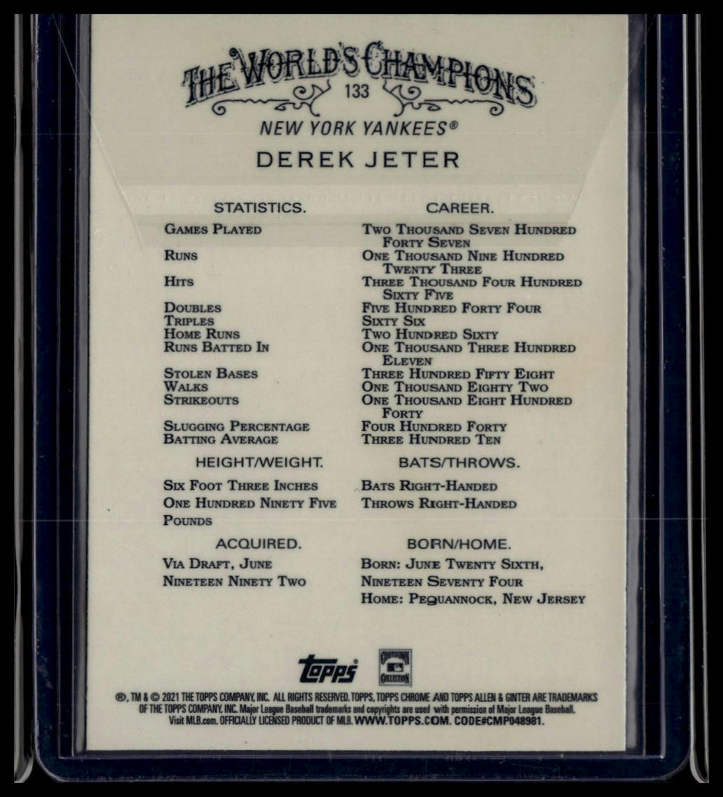 2021 Topps Allen & Ginter #133 Derek Jeter Silver Portrait