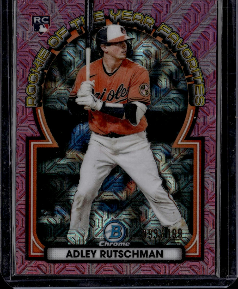 2023 Bowman #ROYF-4 Adley Rutschman ROY Favorites Mojo Pink Refractors /199