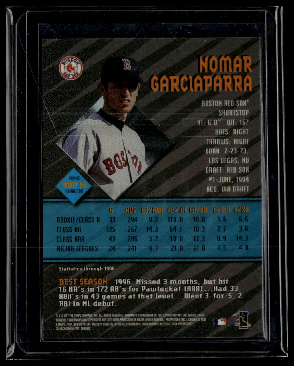 1997 Bowman #BBP 16 Nomar Garciaparra Bowman's Best Preview Atomic Refractors