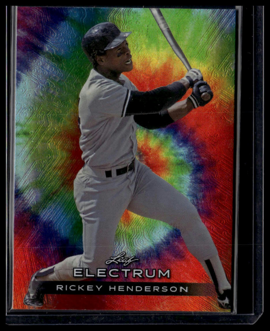 2024 Leaf Electrum #58 Rickey Henderson Silver Board with Tie-Dye Skin #/75