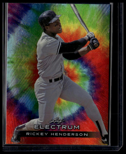 2024 Leaf Electrum #58 Rickey Henderson Silver Board with Tie-Dye Skin #/75