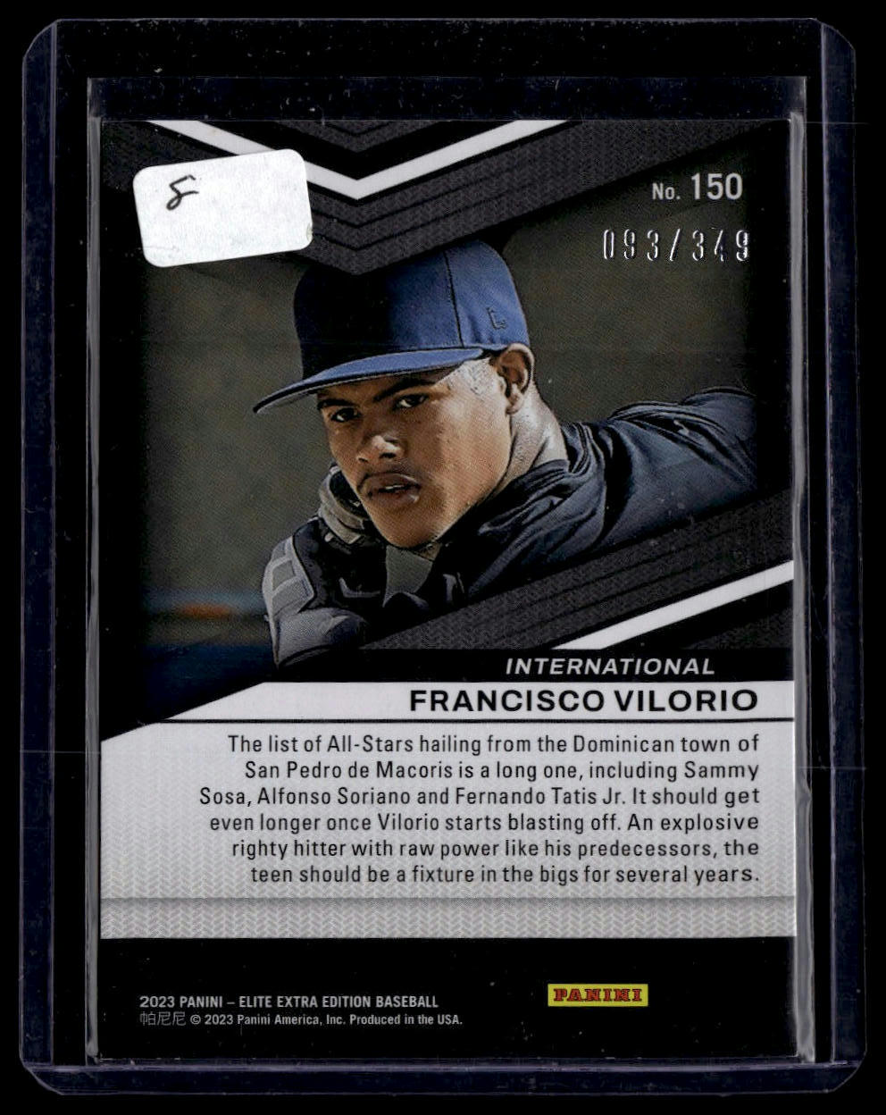 2023 Panini Elite Extra Edition #150 Francisco Vilorio Aspirations Blue #/349