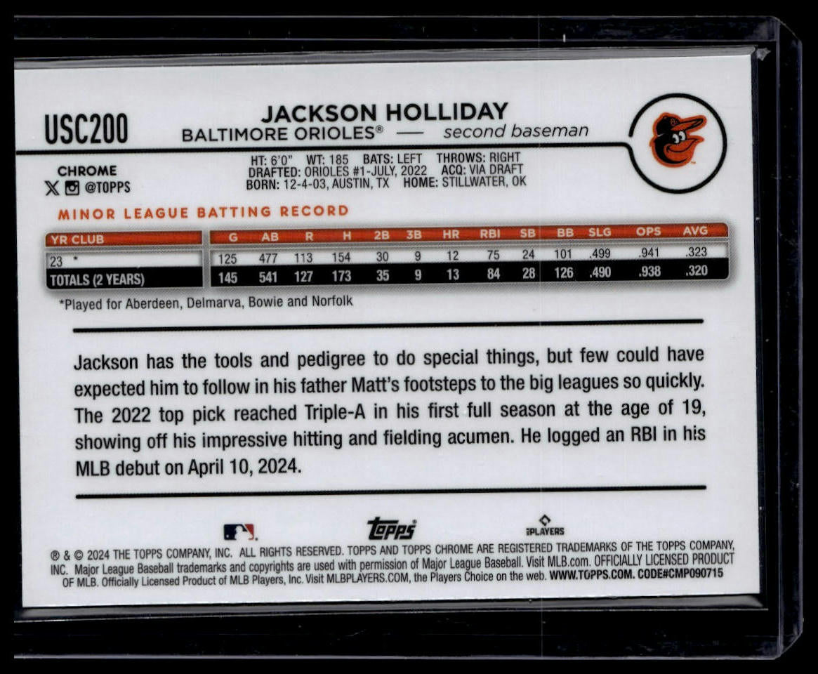 2024 Topps Chrome Update #USC200 Jackson Holliday X-Fractors