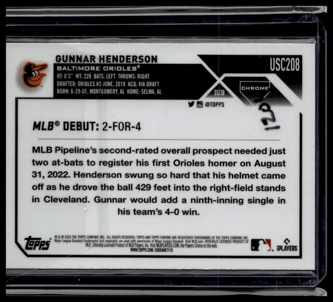 2023 Topps Chrome Update #USC208 Gunnar Henderson Prism