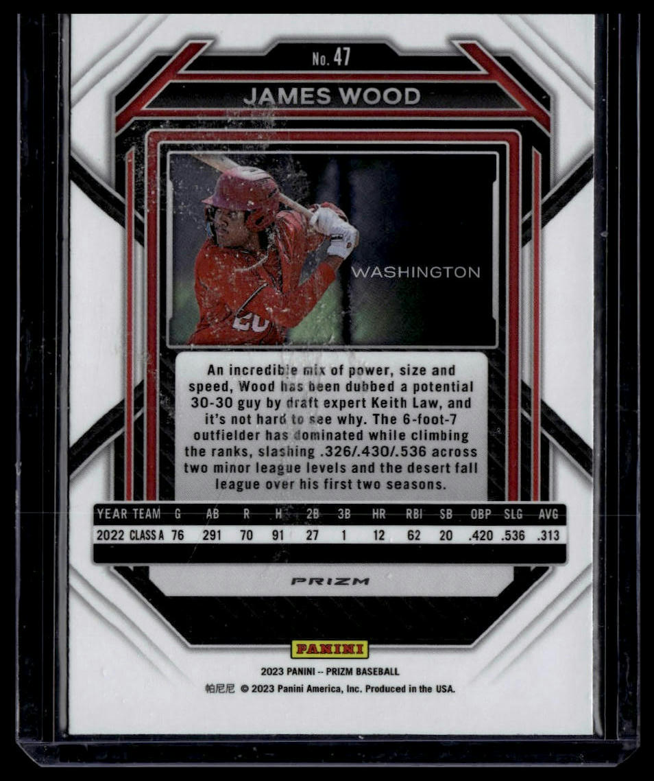 2023 Panini Prizm #47 James Wood Green Ice Prizms
