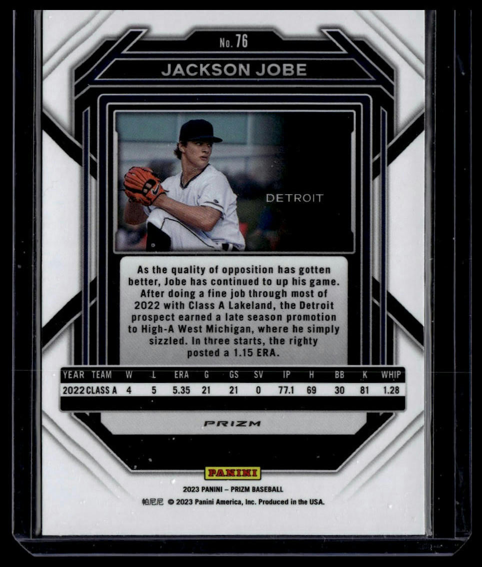 2023 Panini Prizm #76 Jackson Jobe Blue Ice Prizms