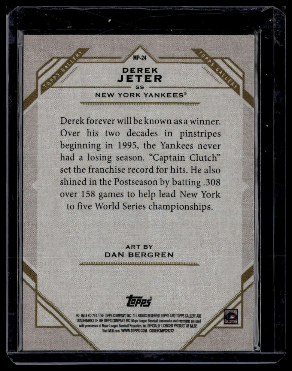 2017 Topps Gallery #MP-24 Derek Jeter Masterpiece Blue #/99