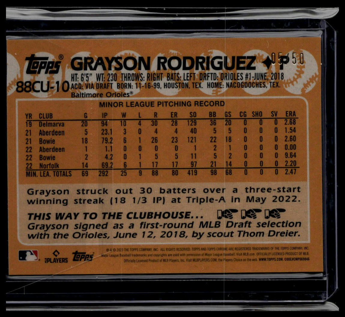2023 Topps Chrome Update #88CU-10 Grayson Rodriguez 35th Gold Refractor /50