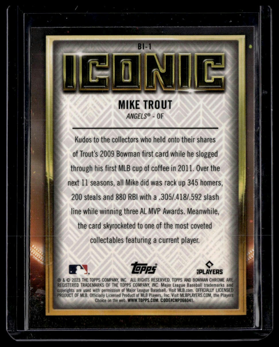 2023 Bowman Chrome #BI-1 Mike Trout Bowman Iconic Mojo Refractor